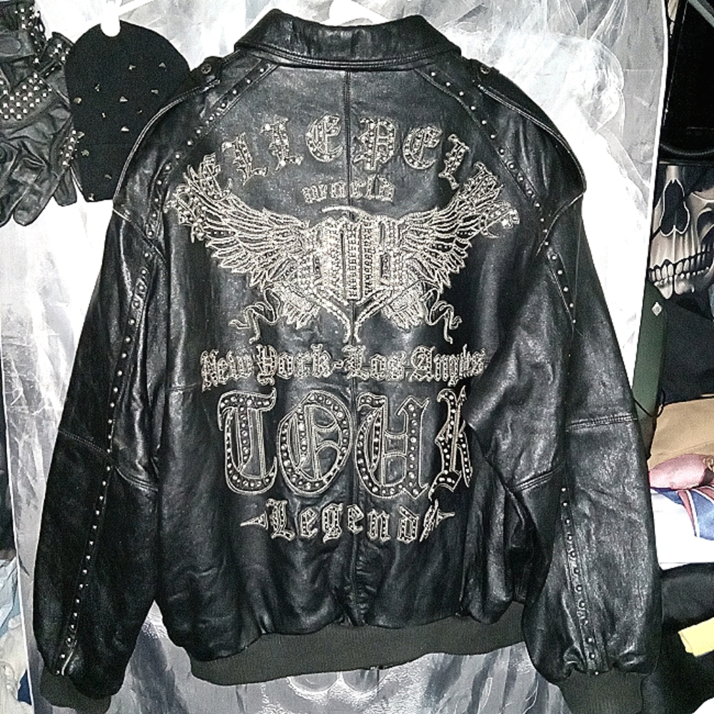 Pelle Pelle Black Leather Embellished Bomber Jacket